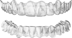 One pair of clear aligners, top and bottom